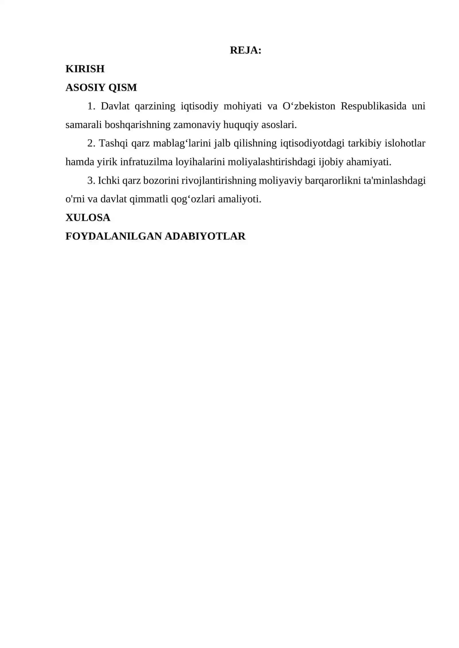 Mamlakat iqtisodiyotini moliyaviy sog‘lomlashtirishda ichki va tashqi qarzlar ijobiy natijalarining ahamiyati 2