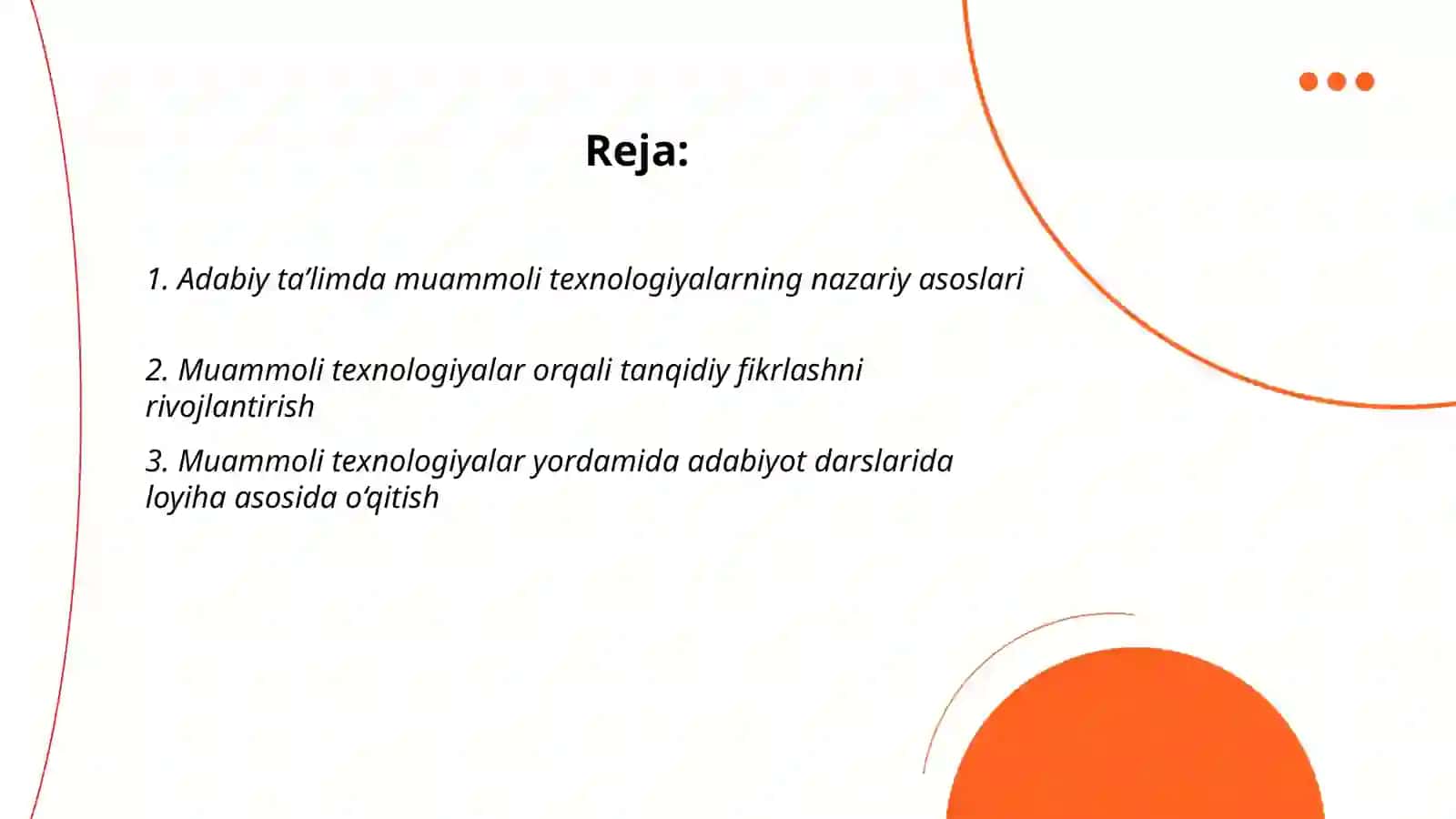 Adabiy ta’limda muammoli texnologiyalarning nazariy asoslari 2