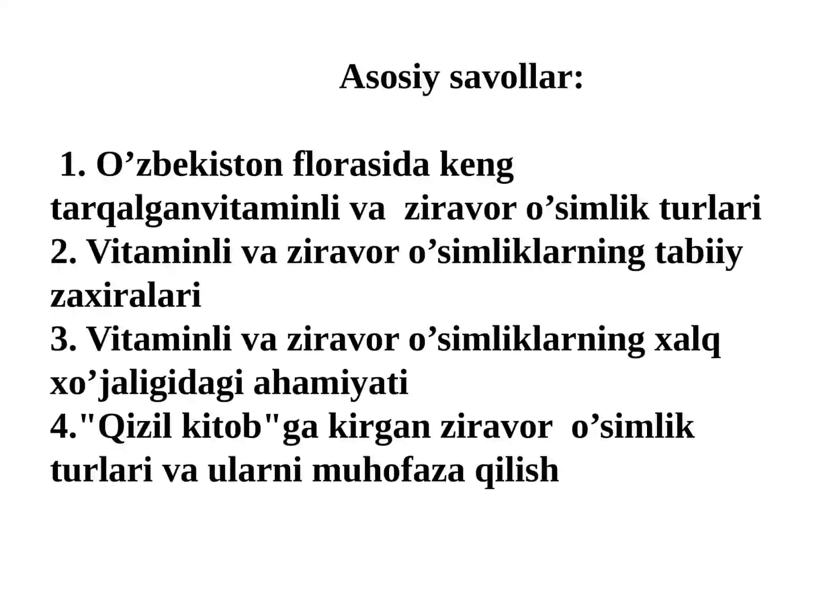 O‘zbekiston florasi ziravor va vitaminli o’simliklar 2