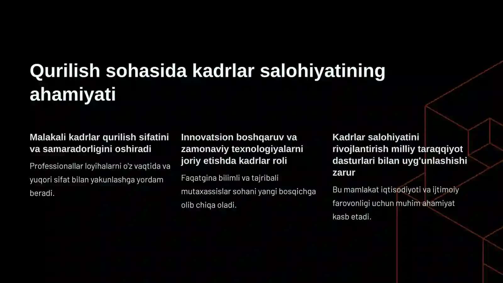 Qurilish sohasida mehnat munosabatlari: dolzarb muammolar 2