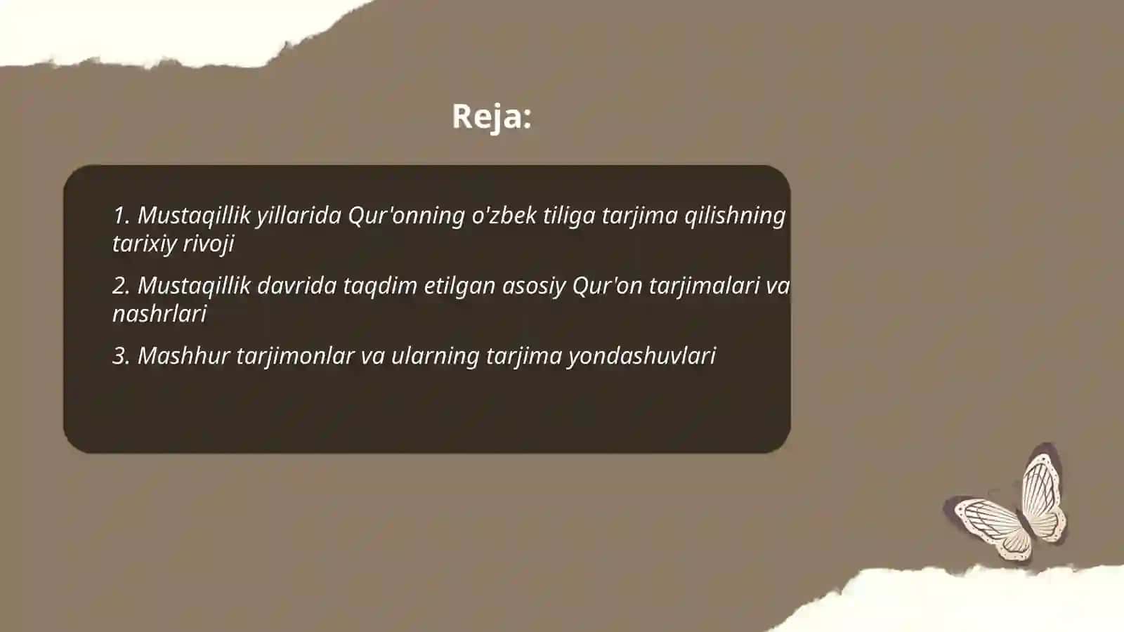 Mustaqillik yillarida Qur'onning o'zbek tiliga tarjima qilinishi va tafsirlari haqida 2
