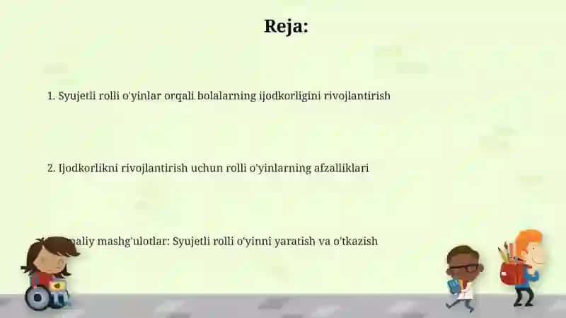 Syujetli rolli o'yinlar orqali bolalarning ijodkorligini rivojlantirish 2