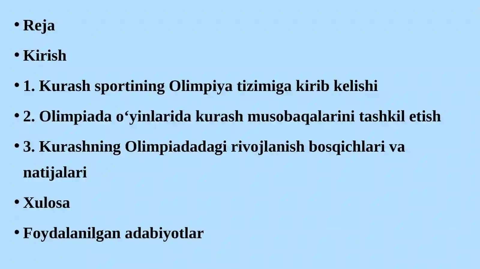 Kurash turi bo‘yicha Olimpiada o‘yinlarining o‘tkazilishi 2