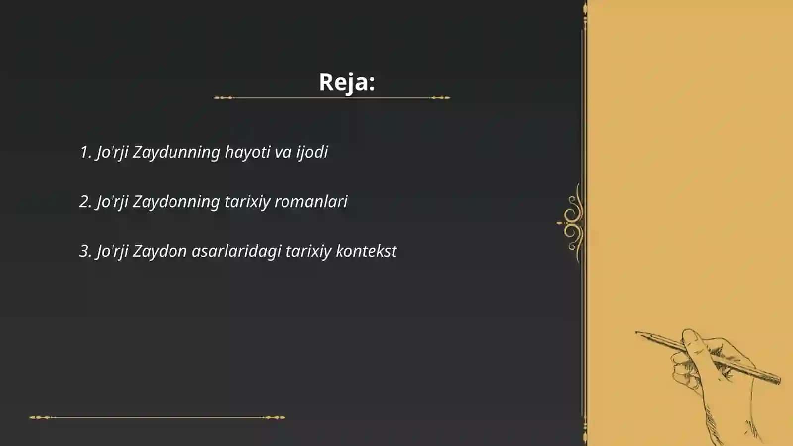 Jo'rji Zaydon tarixiy romanlarini o'rganish 2
