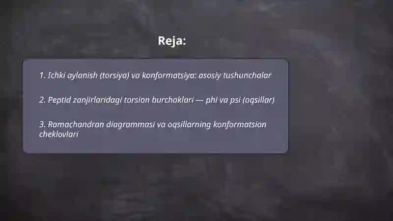 Tabiiy polimerlarda ichki aylanishlar va konformatsiyalar 2