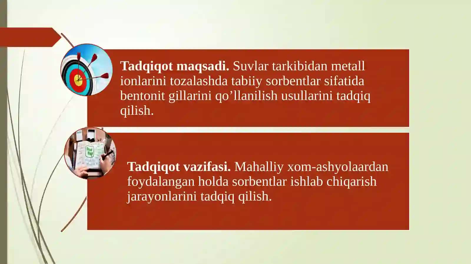 METALL IONLARIDAN SUVNI TOZALASH UCHUN BENTONITLAR ASOSIDA KOMBINATSION SORBENTLAR OLISHNI TADQIQOT QILISH 2