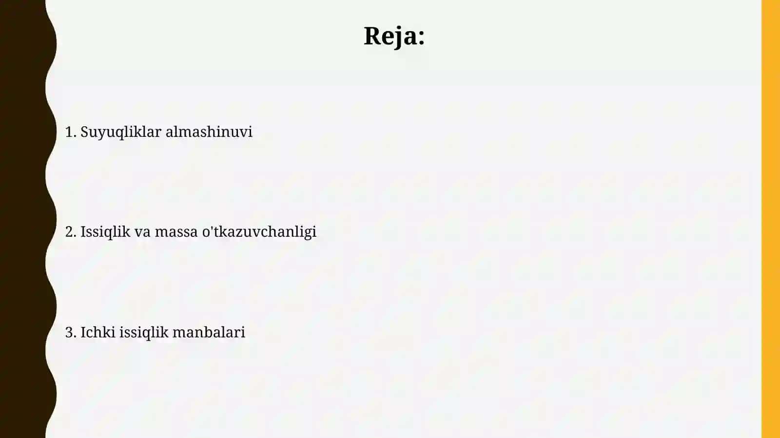 Suyuqlik va ichki issiqlik manbalari almashuvi 2