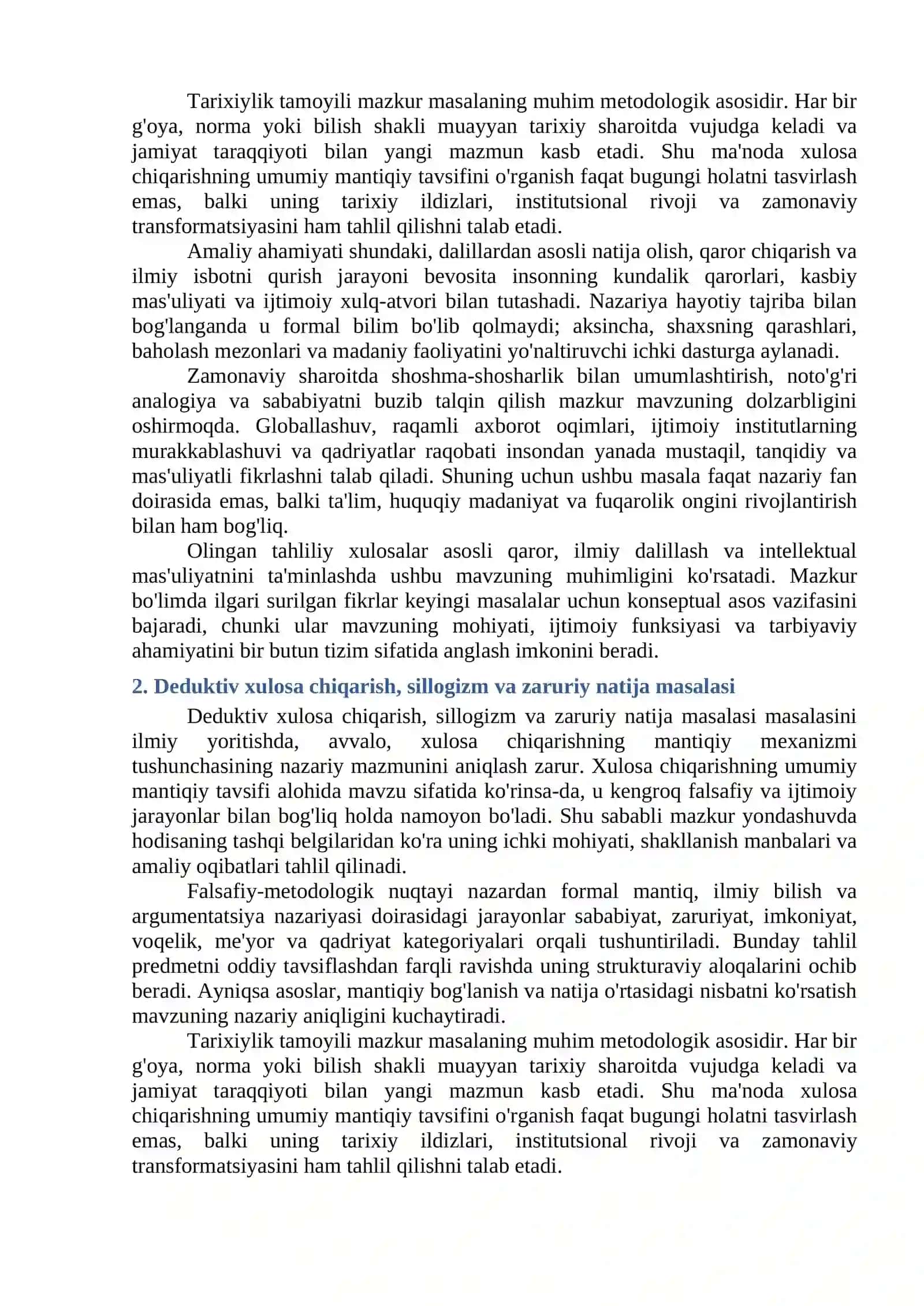 Xulosa Chiqarishning Umumiy Mantiqiy Tavsifi 2