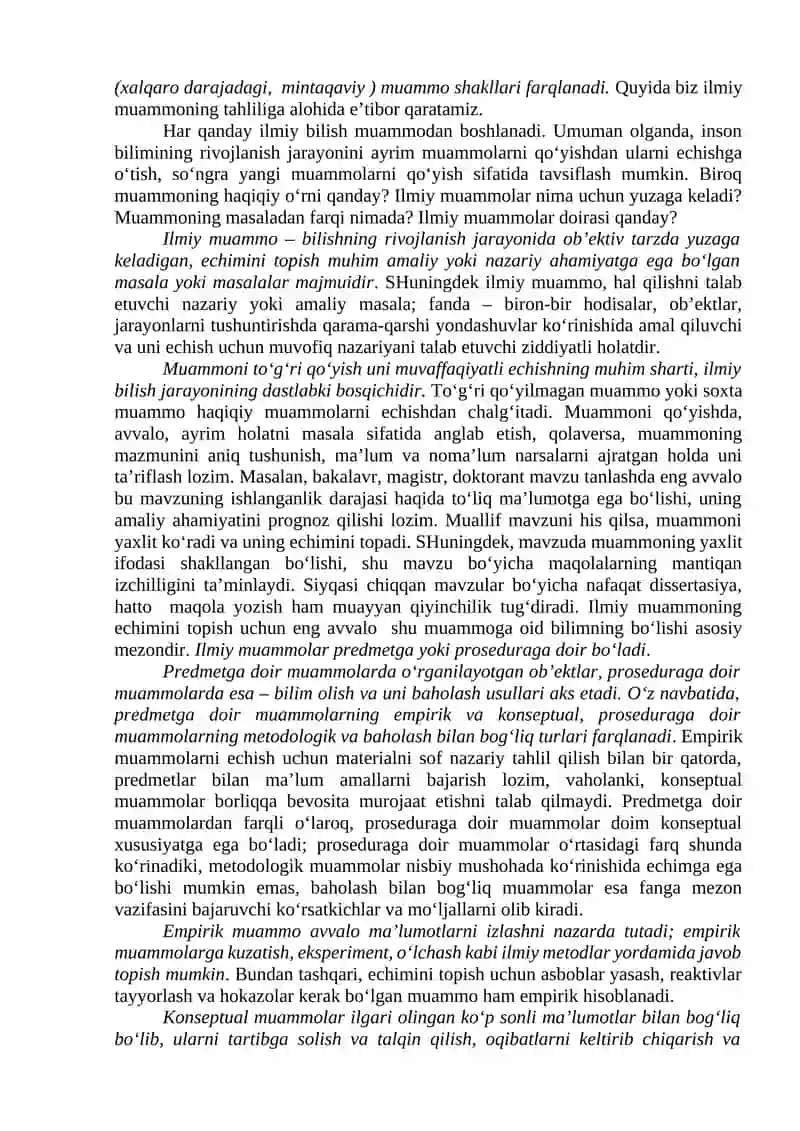 4-Amaliy mashgulot: Ilmiy tadqiqotda muammoli vaziyat va dalillarning o‘rni 2