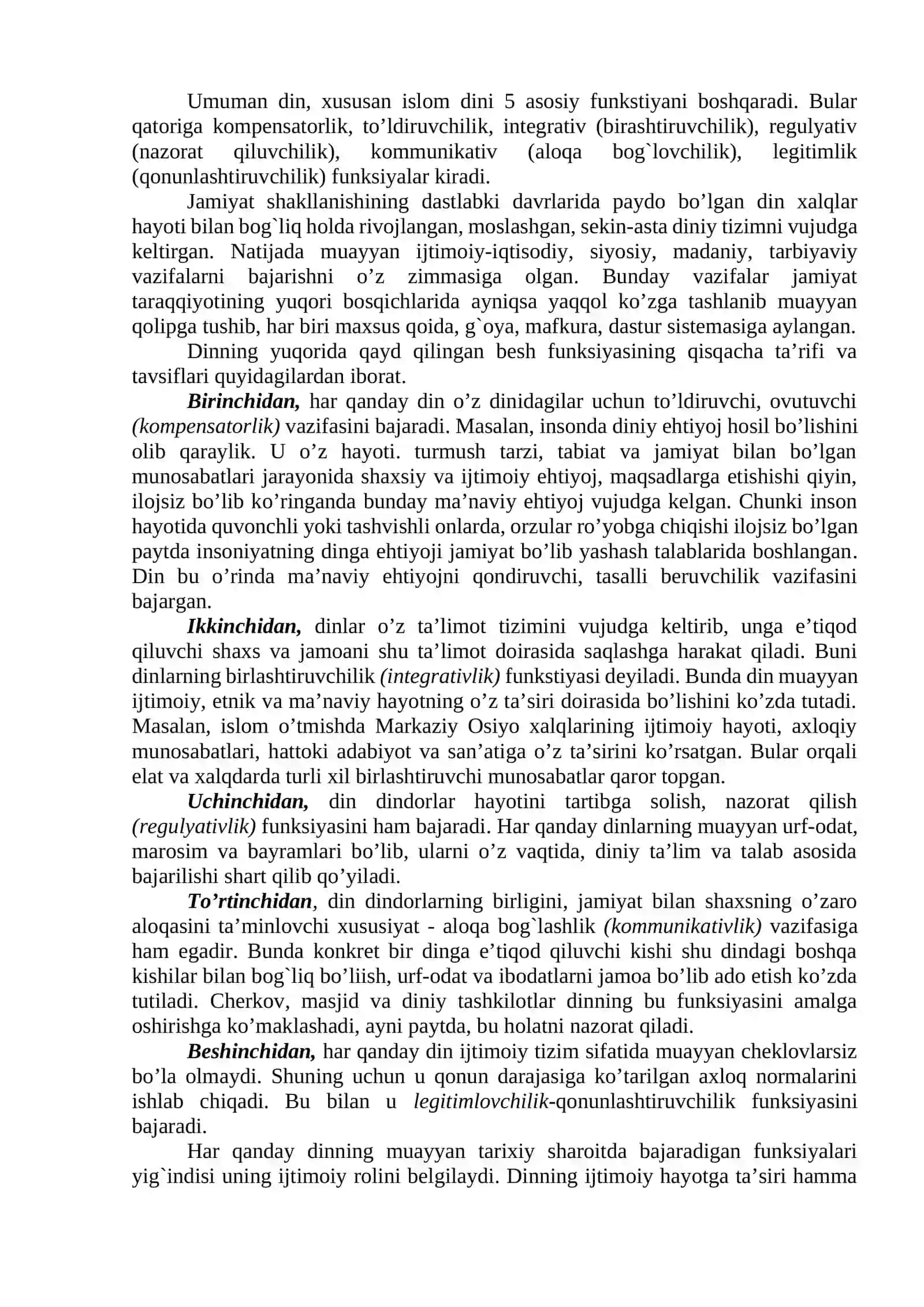 MAVZU. DINNING FUNKSIYALARI VA JAMIYATDAGI ROLI 2