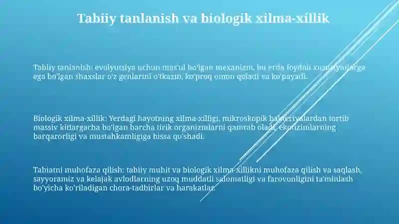 Evoyutsion Ta’Limot Va Tabiatni Muhofaza Qilish 2