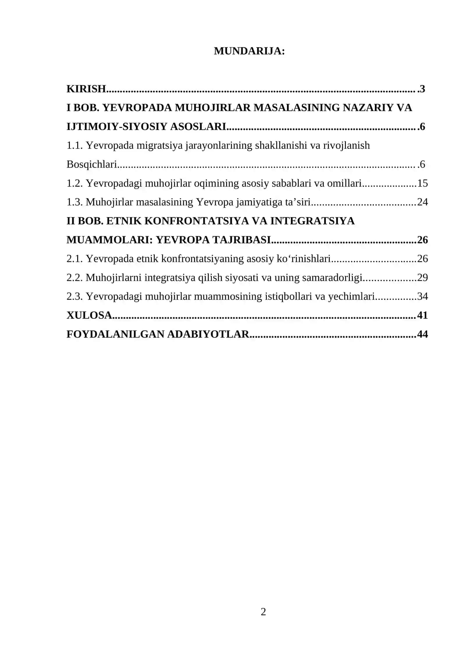ETNIK KONFRONTATSIYA VA INTEGRATSIYA: YEVROPADAGI MUHOJIRLAR MUAMMOSI 2