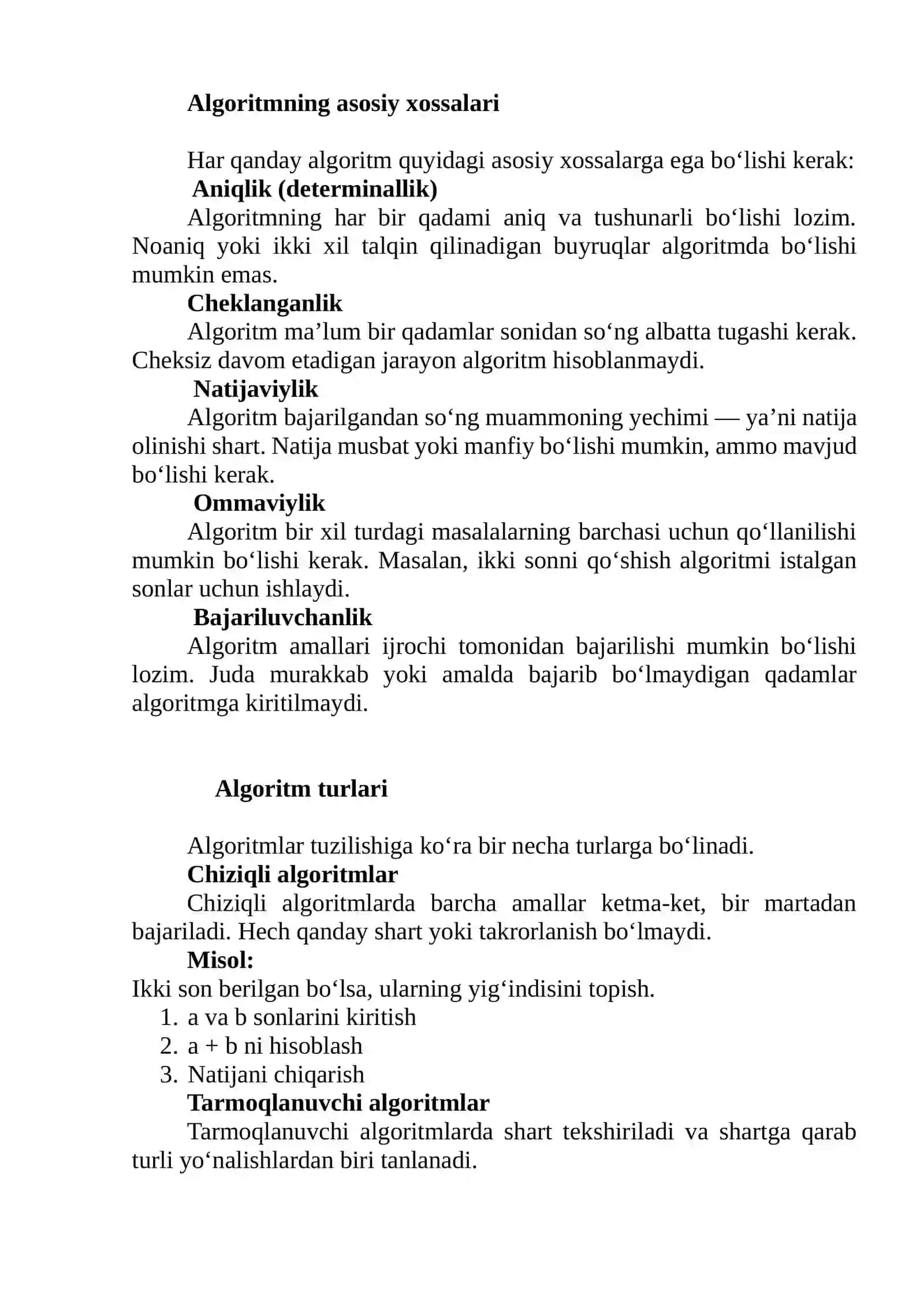 ALGORITMLAR NAZARIYASIGA KIRISH 2