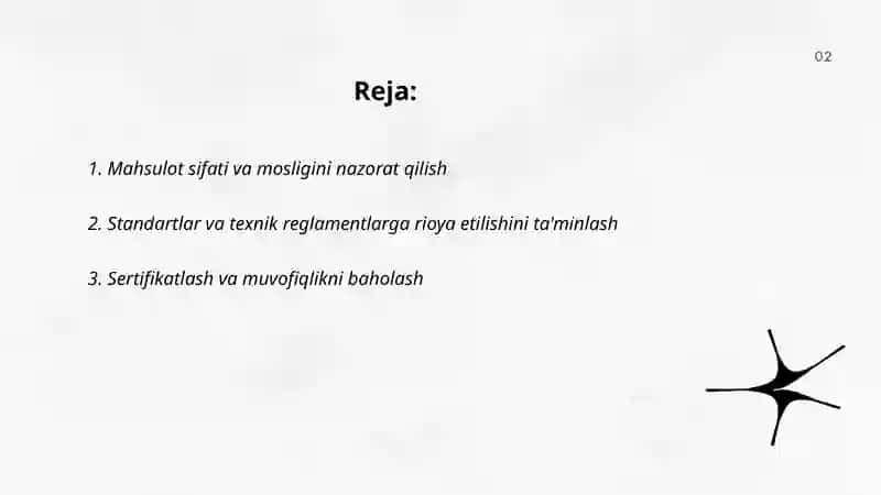 Mahsulot sifati va mosligini nazorat qilish 2