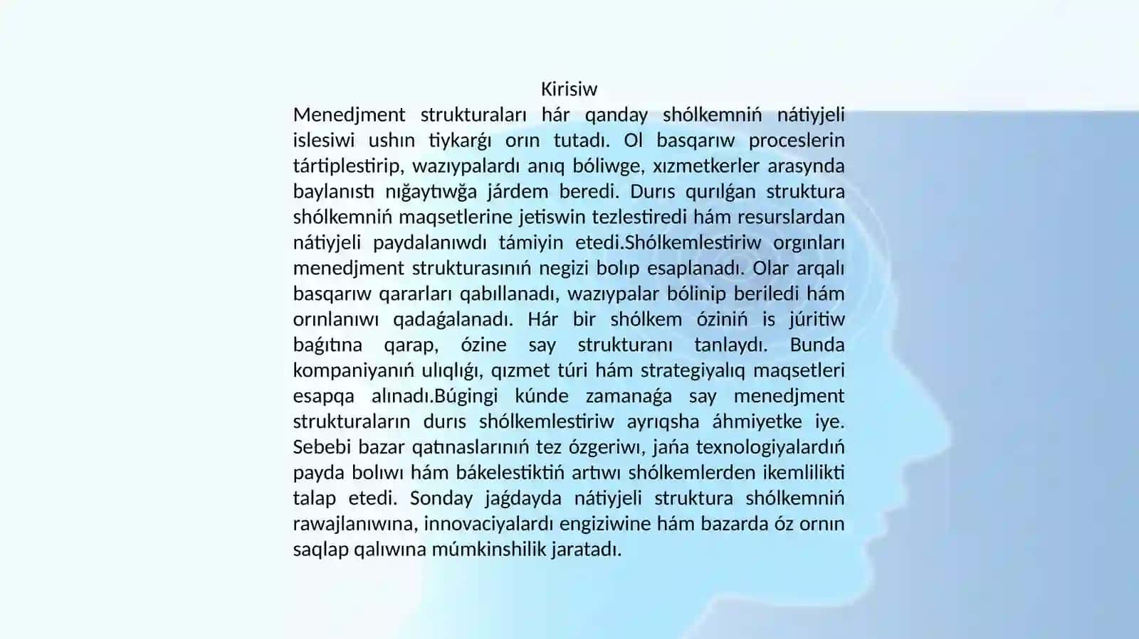 Menedjment strukturalarınıń shólkemlestiriw orgınları 2