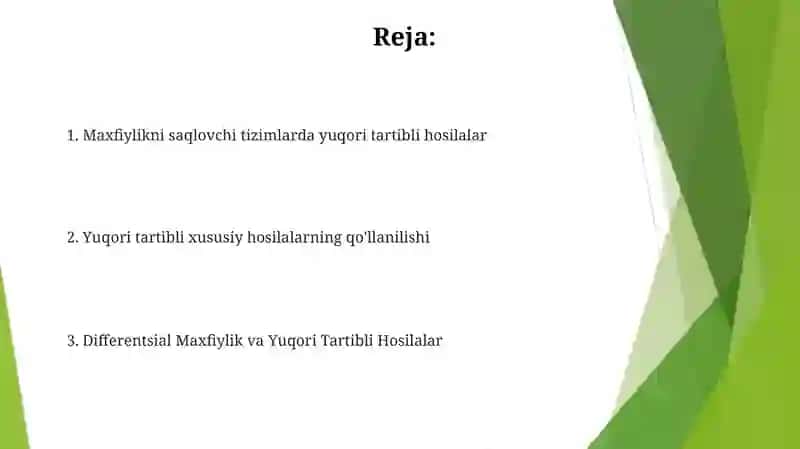 Yuqori tartibli xususiy xosilalar 2