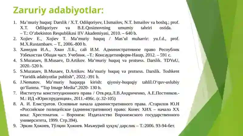 Umumiy ma'muriy huquqning manbalari 2
