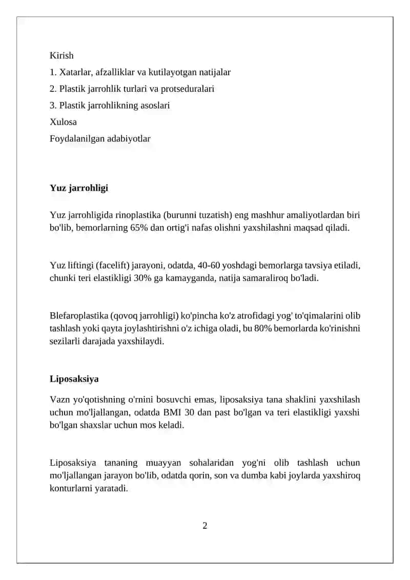 Plastik xirurgiya 2