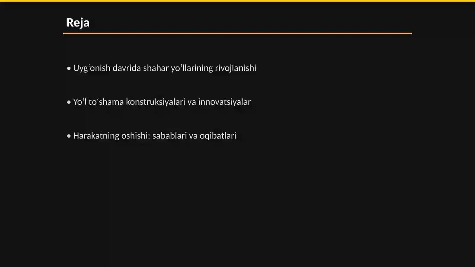 Yo‘llarda harakatning oshishi va yo‘l to‘shama sining tejamkor konstruksiyalarini paydo bo‘li shi. “Uyg‘onish” davridagi shahar yo‘llari va ko‘chalari 2