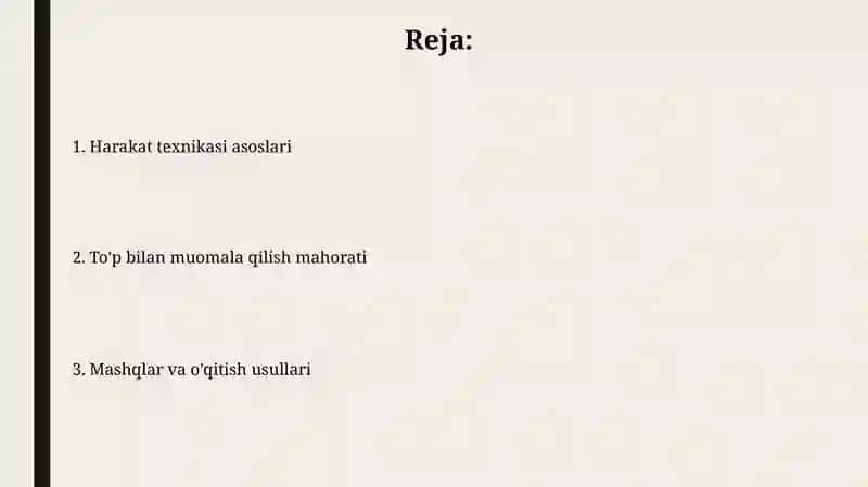Harakat va To'p Boshqarish Texnikalari 2