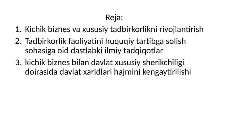 Kichik biznes va xususiy tadbirkorlik 2