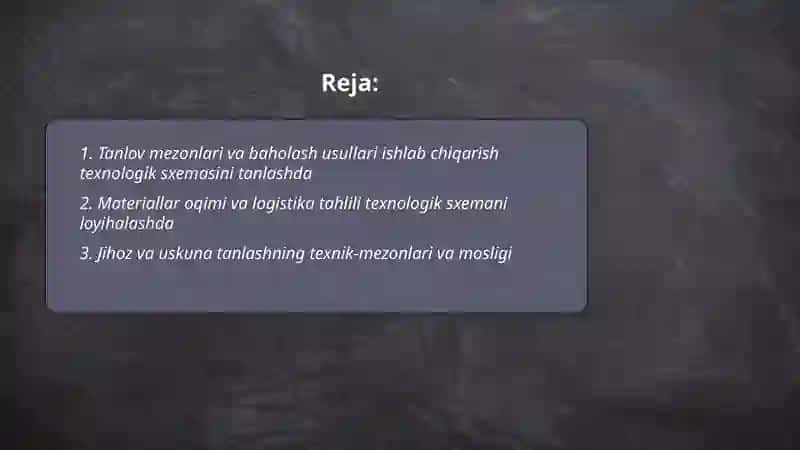 Ishlab chiqarish texnologik sxemasi 2