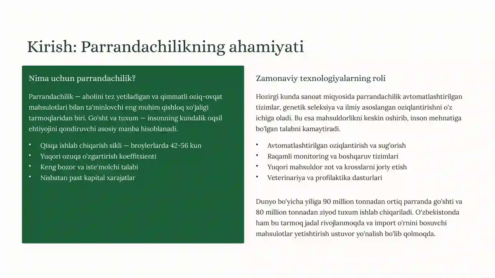 Sanoat miqyosida parranda go'shti va tuxumyetishtirishtexnologiyasi 2
