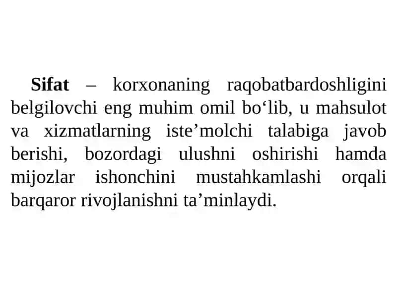 Boshqaruv hisobida sifatni boshqarish va nazorat qilish 2