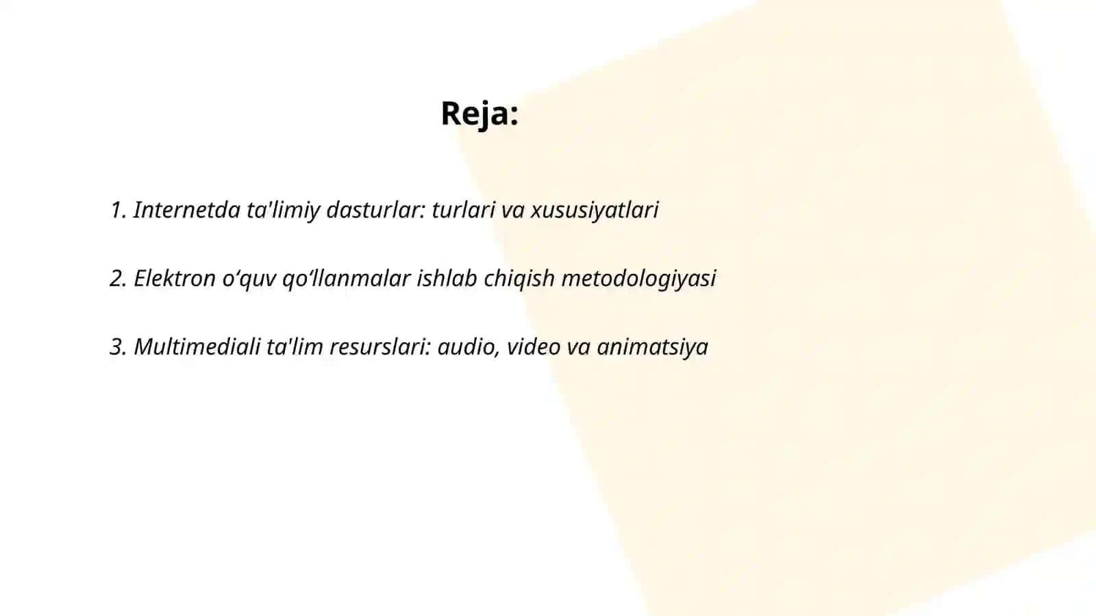 Internet, internetdagi ta'limiy dasturlar, elektron oʻquv qoʻllanmalar, multimedialar, virtual stendlar 2