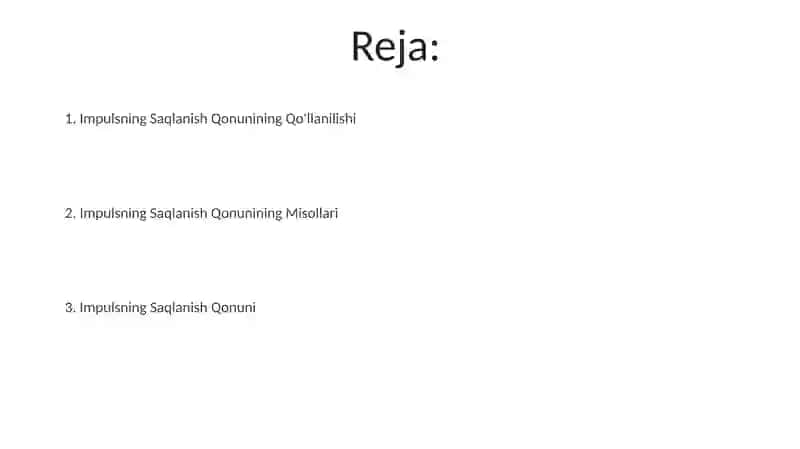 Impulsni saqlanish qonuni 2