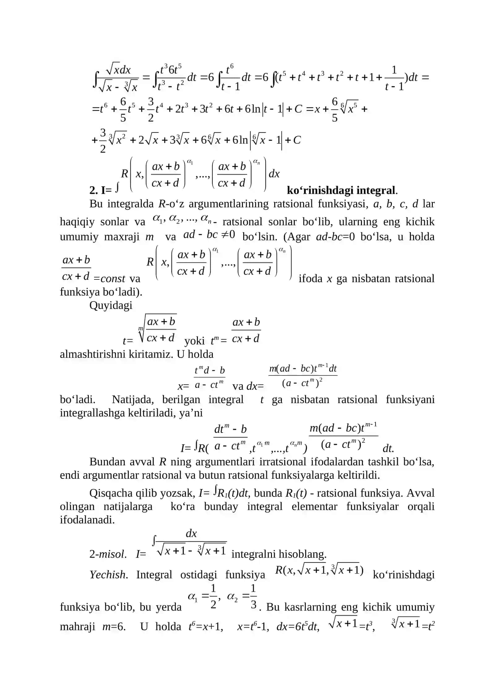 IRRATSIONAL IFODALARNI INTEGRALLASH 2