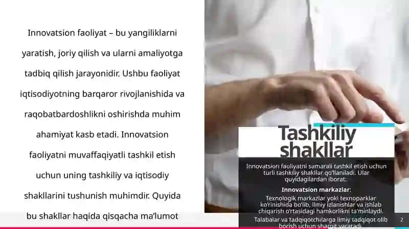 Innovatsion faoliyatning tashkiliy va iqtisodiy shakllari 2