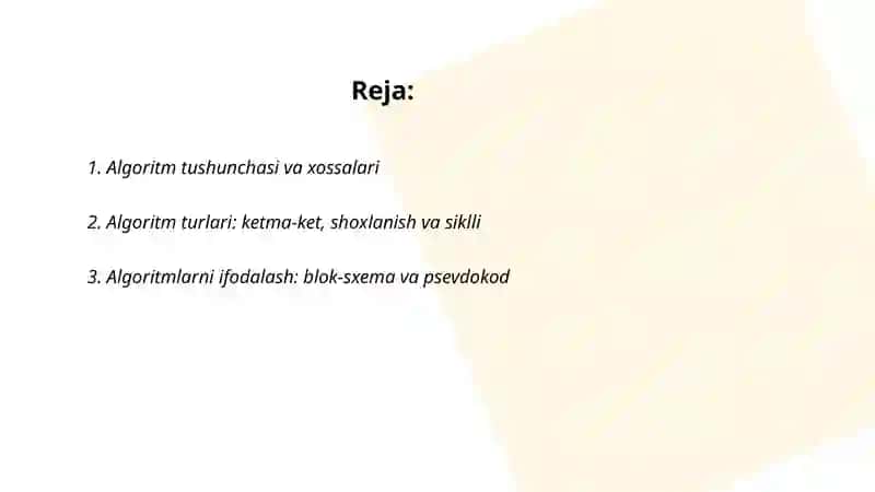 Algoritmlash va dasturlash asoslari 2