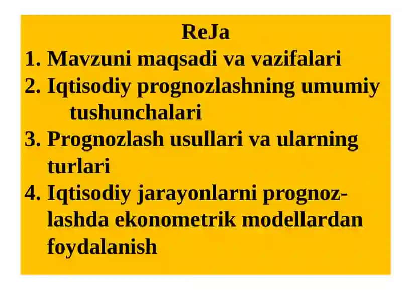 IQTISODIY KО‘RSATKICHLARNI PROGNOZLASHDA EKONOMETRIK MODELLARDAN FOYDALANISH 2