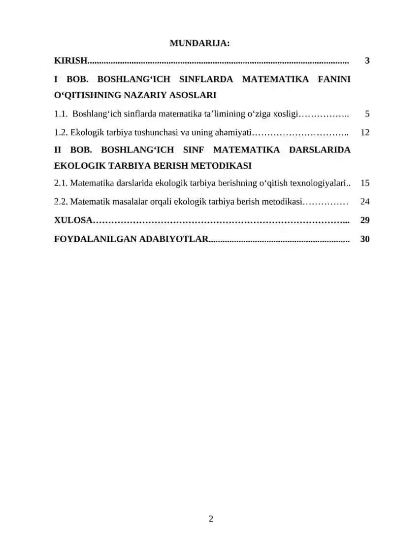 Boshlang‘ich sinflarda matematika o‘qitish jarayonida ekologik tarbiya berish metodikasi (3-4-sinflar misolida) 2