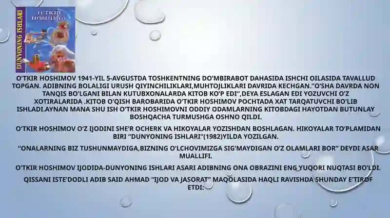 “Dunyoning ishlari” asarining psixologik bayoni 2