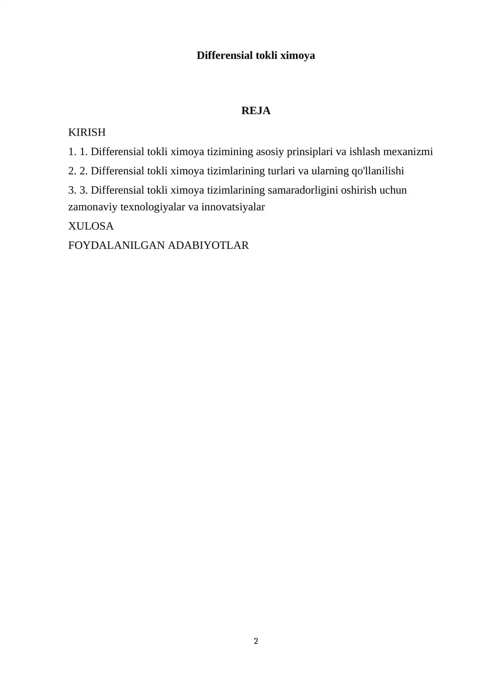 Differensial tokli ximoya 2