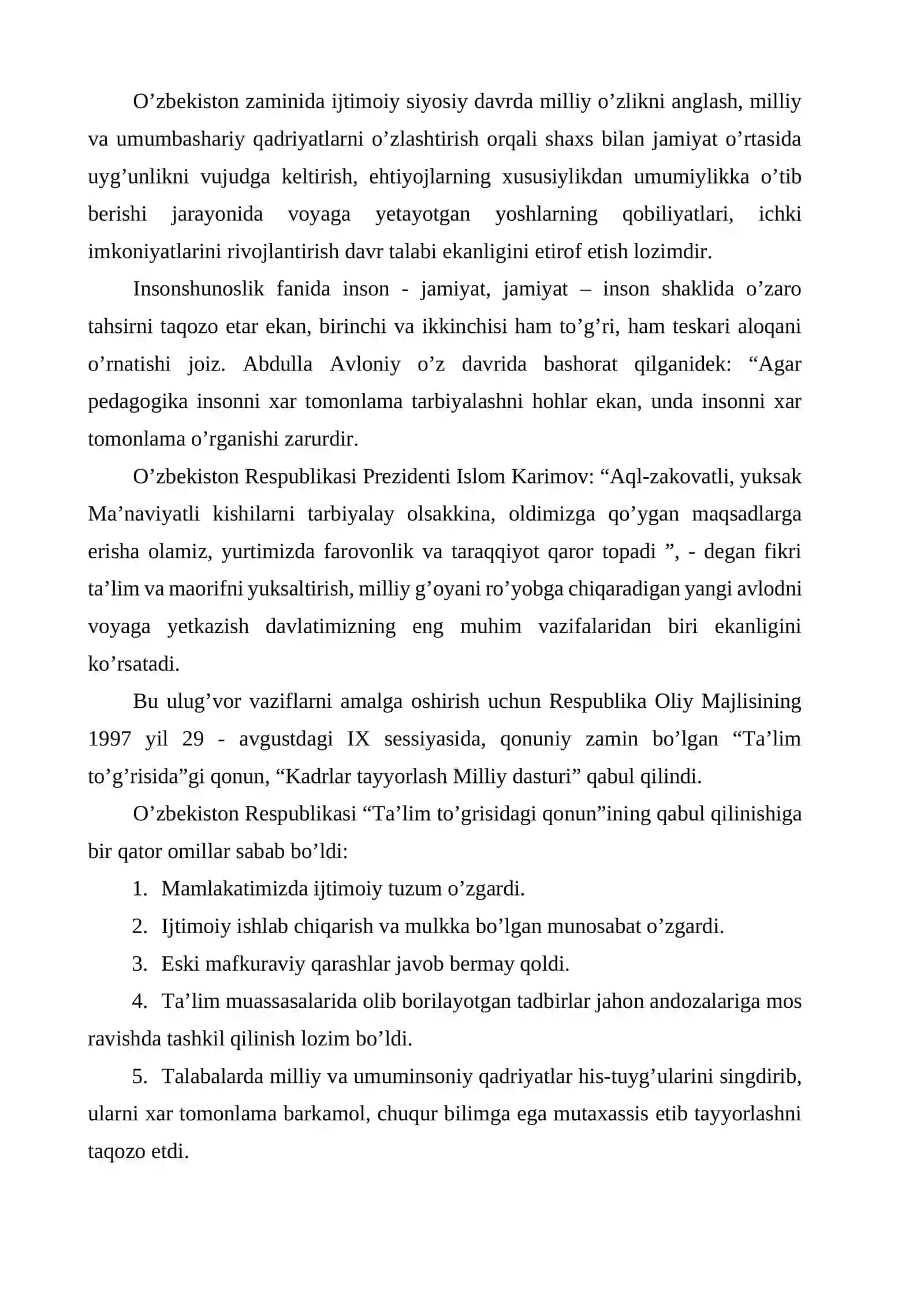 O’zbekiston Respublikasi Kadrlar tayyorlash milliy dasturining o’ziga xosligi 2