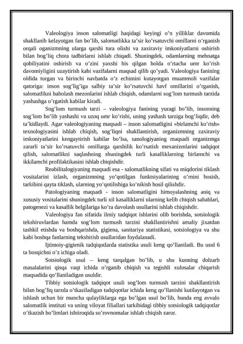 Valeologiya – inson salomatligi haqidagi fan 2