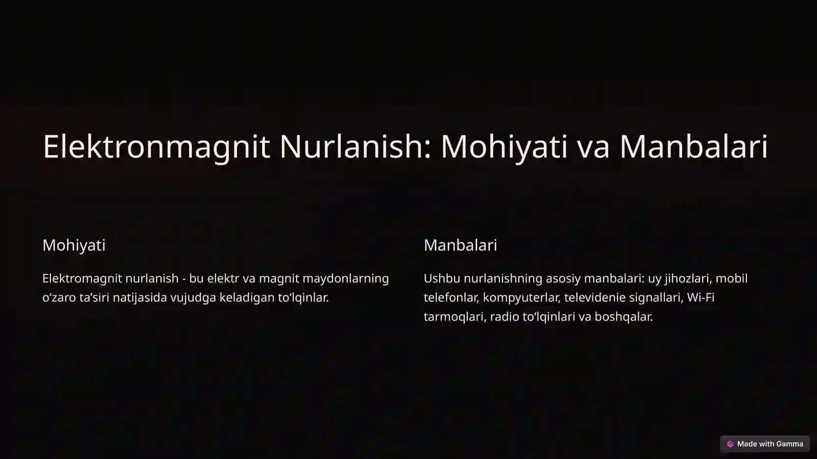 Kundalik Hayotda Elektronmagnit Nurlanish va Uning Organizmga Taʼsiri 2