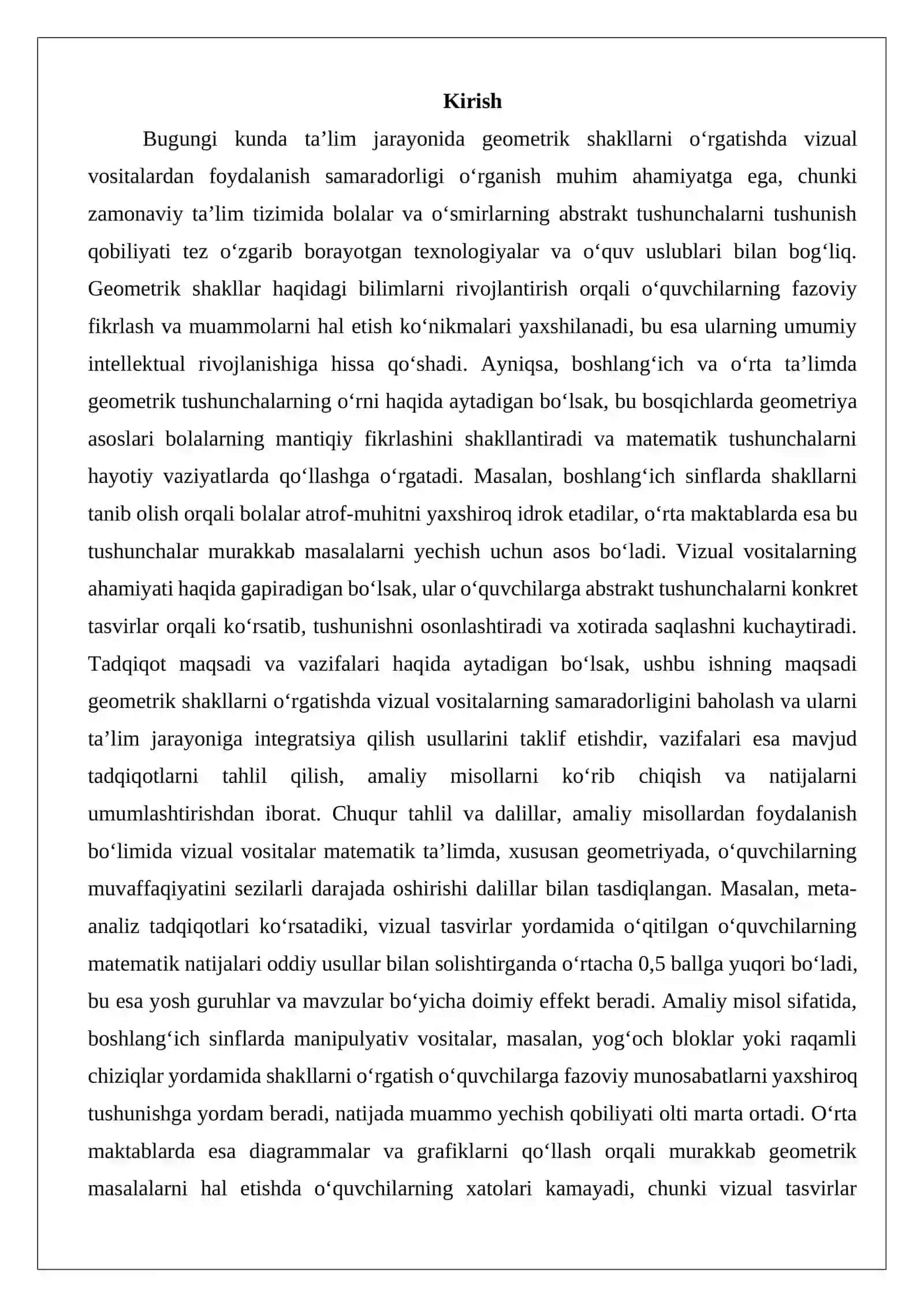 Geometrik shakllarni o‘rgatishda vizual vositalardan foydalanish samaradorligini kuzatish 2