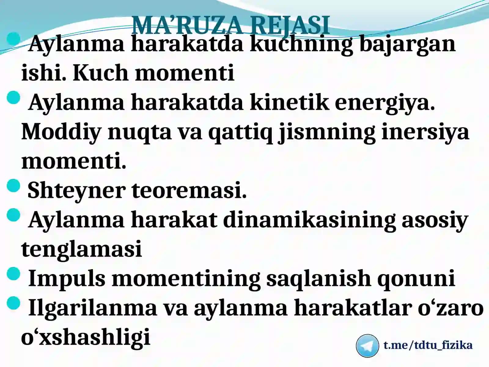 QATTIQ JISM AYLANMA HARAKAT DINAMIKASI 2
