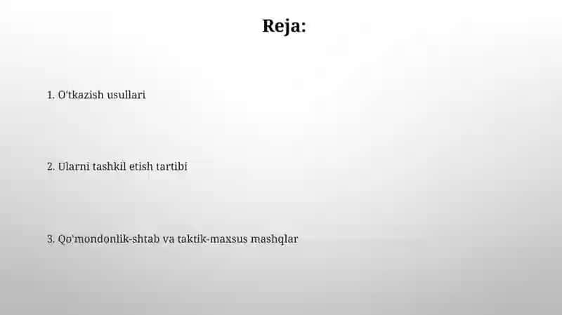 Qo'mondonlik-shtab va taktik-maxsus mashqlari 2