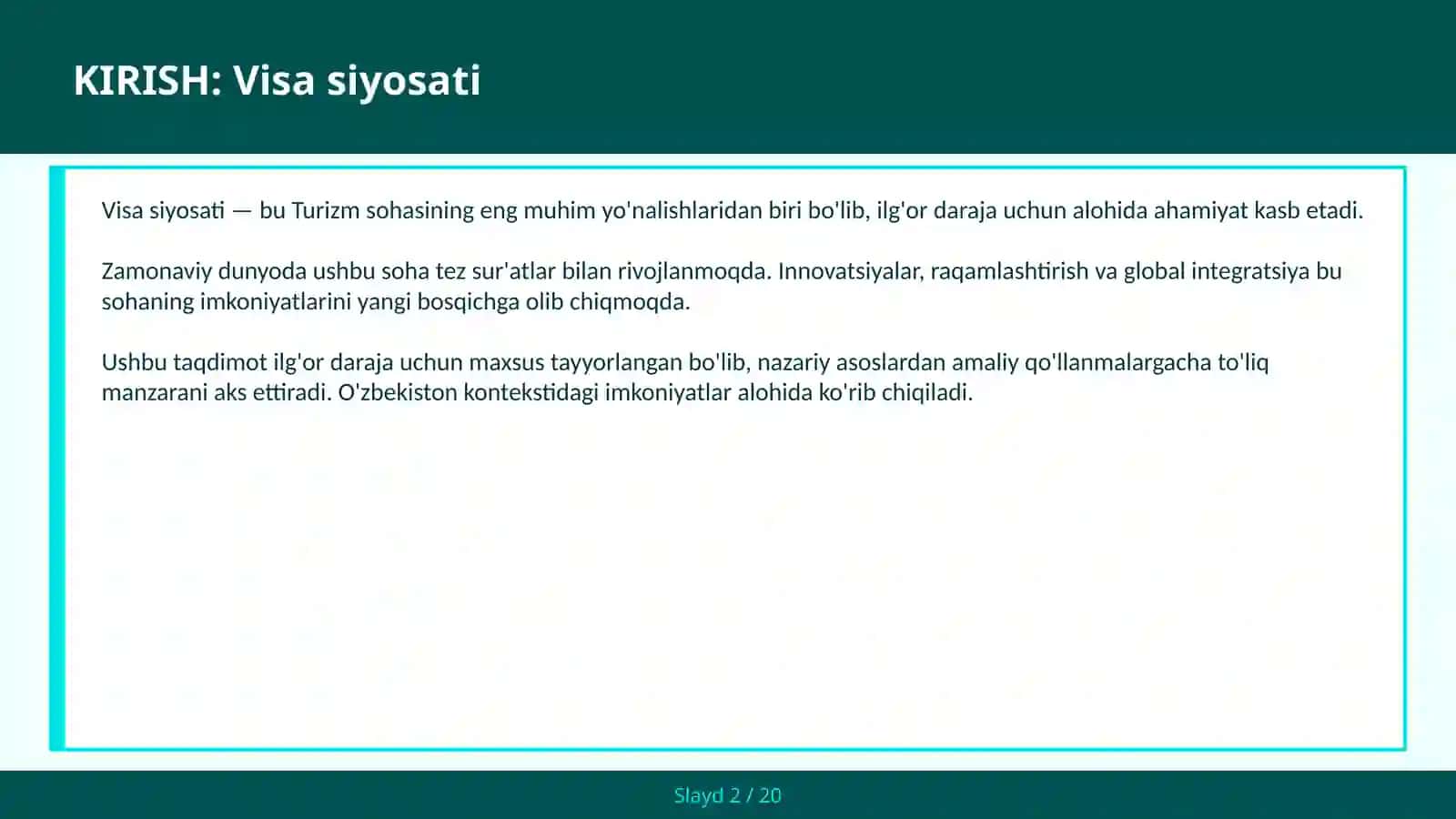 VISA SIYOSATI 2