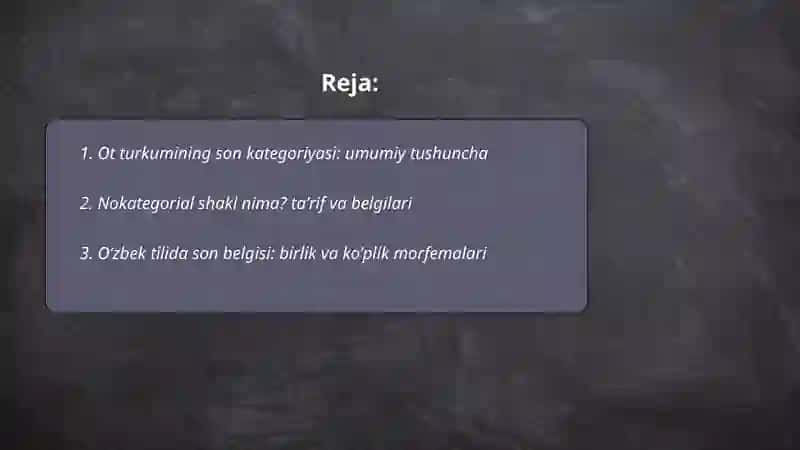 Ot turkumining son kategoriyasi: otlarning nokategorial shakllari 2