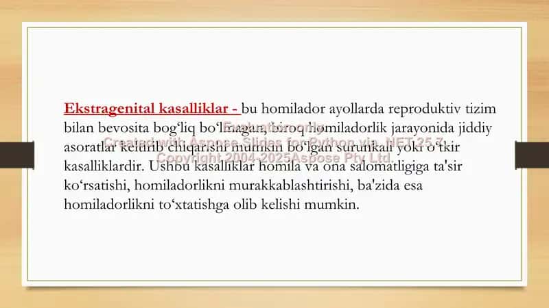 Tug`ish yoshidagi (fertil) ayollarda bo`lgan ekstragenital kasalliklar Homiladorlikdagi temir tanqisligi 2