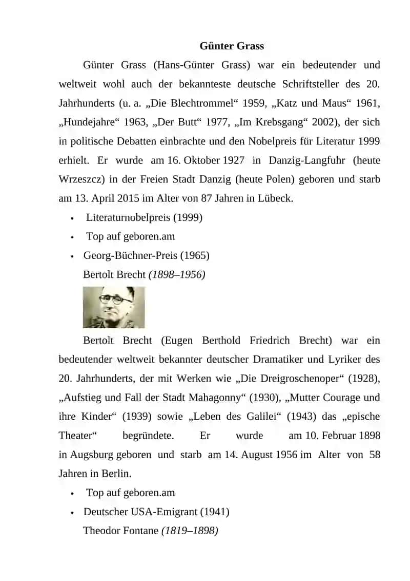 Die berühmte Dichter von Deutsch 2