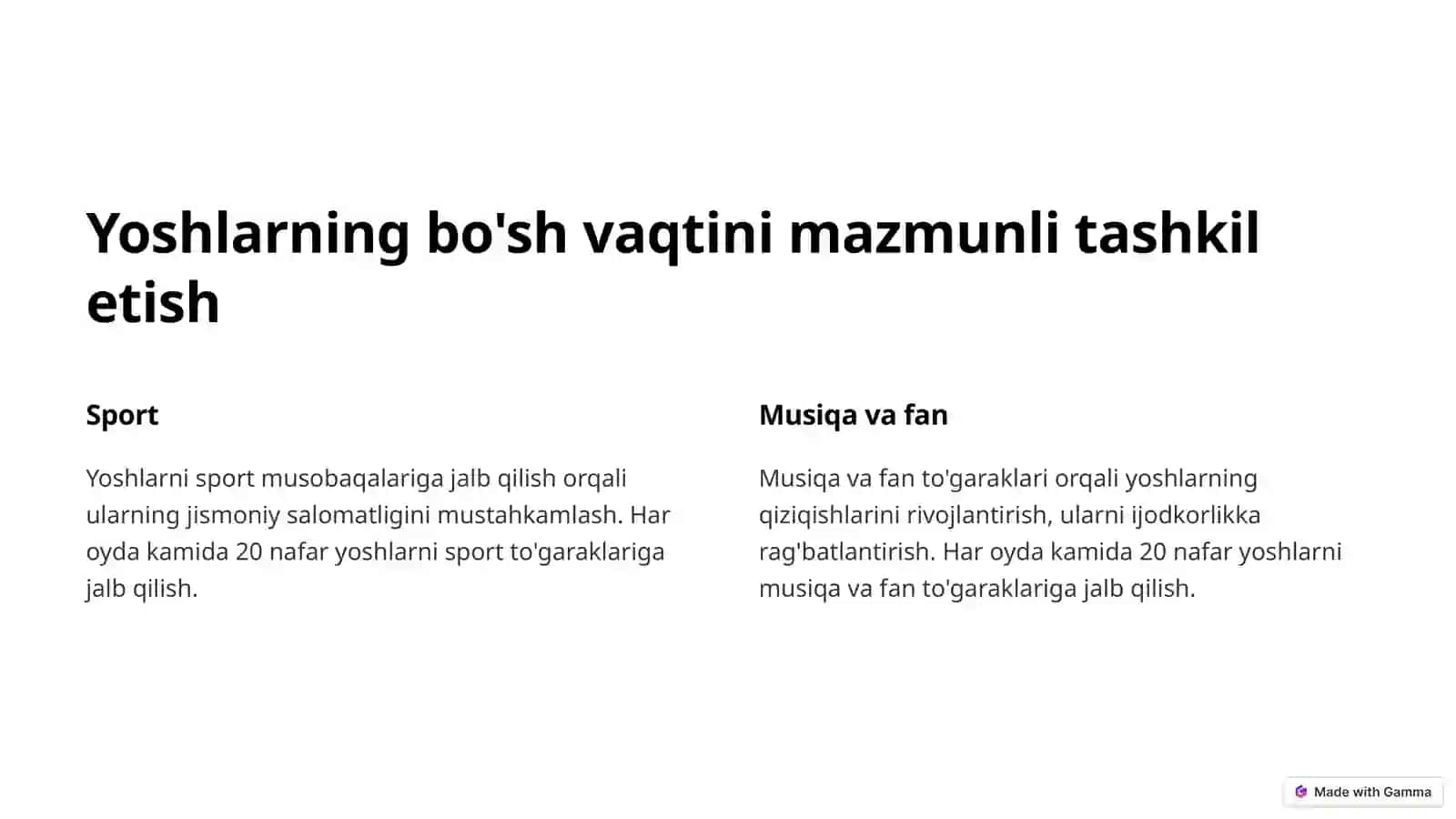 Yoshlarning bo'sh vaqtini mazmunli tashkil etish 2