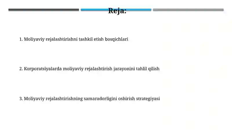 Korxonalarda moliyaviy rejalashtirishni tashkil etish bosqiclari 2