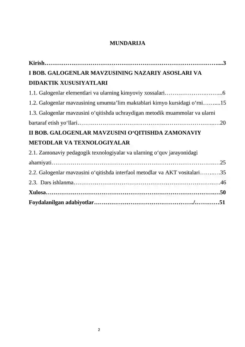 Galogenlar mavzusini o‘qitishda zamonaviy metodlardan foydalanish texnikasi 2